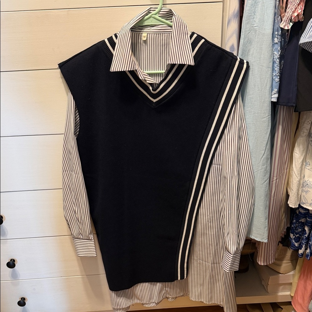 Woman’s Black and White Sweater Vest dress